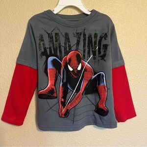 Marvel The Amazing Spider-Man Boy’s Size 4T Long Sleeve Gray & Red Graphic Tee